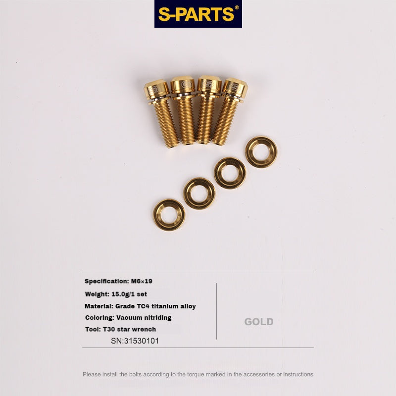 S-PARTS Titanium M6 Step Washer for Disc Brake Hydraulic Disc Brake Shimano SRAM Magura Avid Trickstuff XT SLX XTR Guide Code