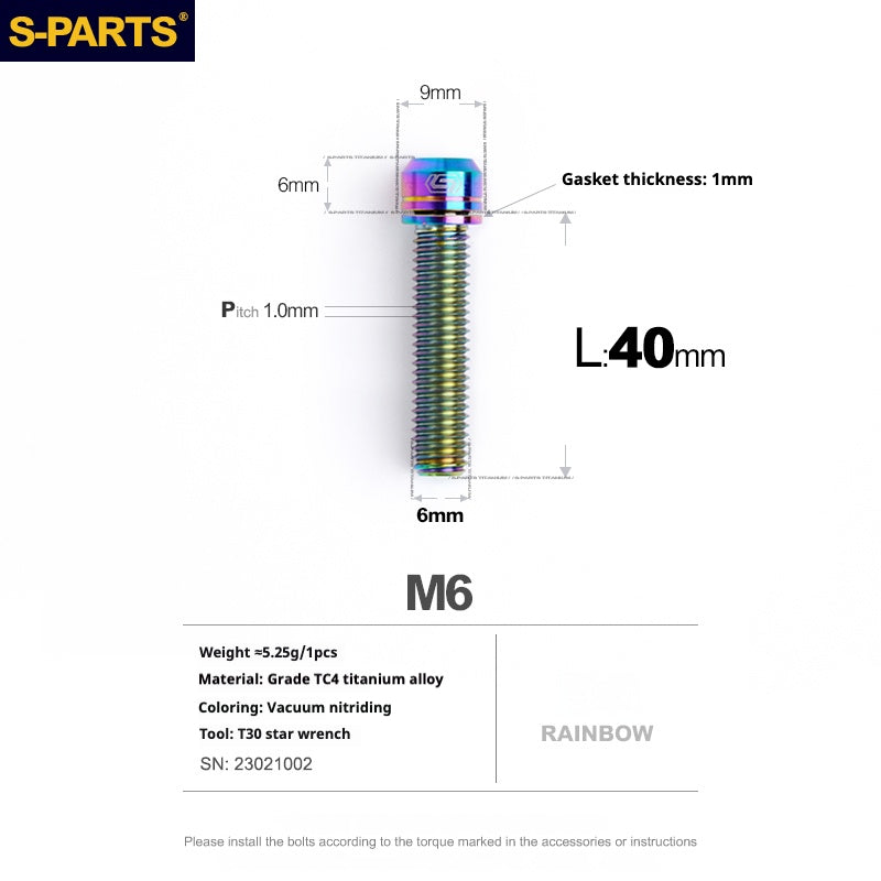 SPARTS A2 Series M6 L10-55mm Titanium Screws