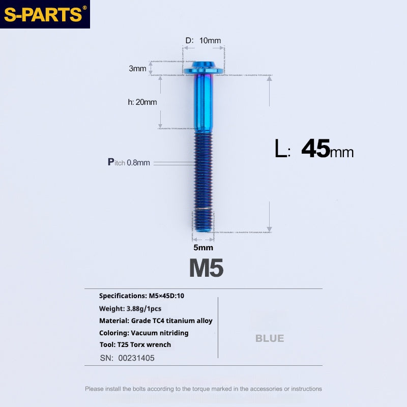 S-PARTS A3 Umbrella Head M5 L06-55mm D10 Motorcycle Electric Vehicle Titanium Screw