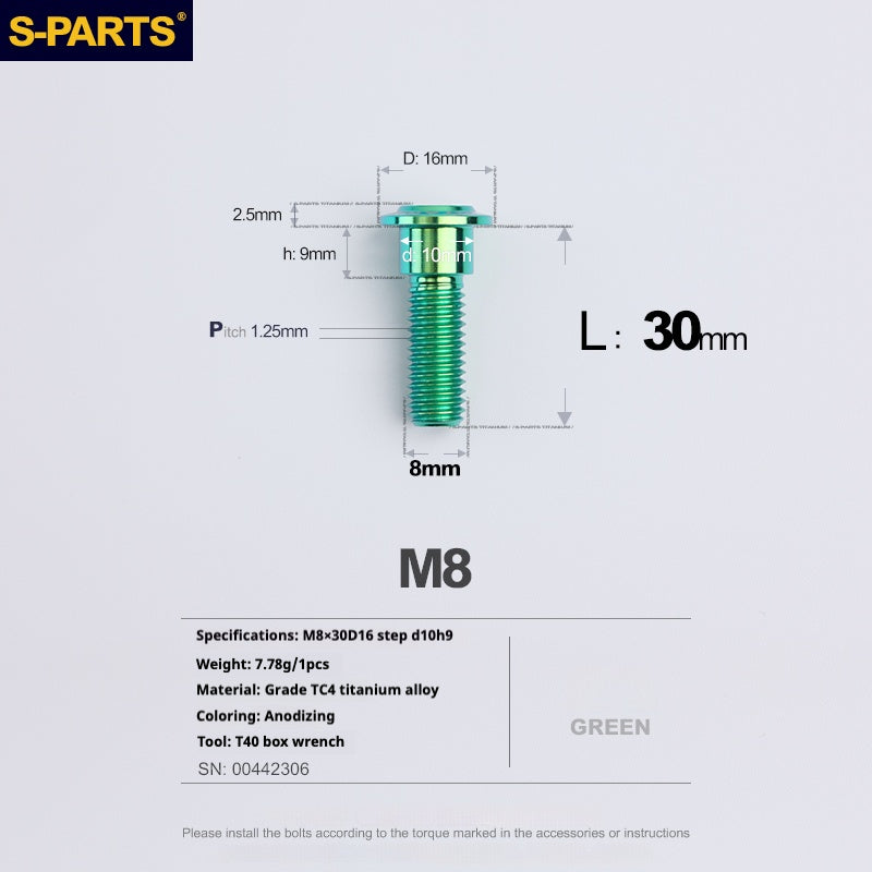 SPARTS A3 Umbrella Head Step Series M8 Viti in titanio verde per motociclette e auto