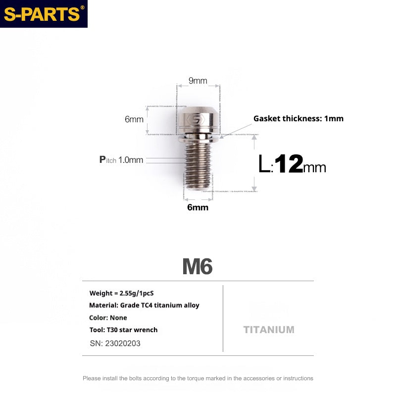 SPARTS A2 Series M6 L10-55mm Titanium Screws