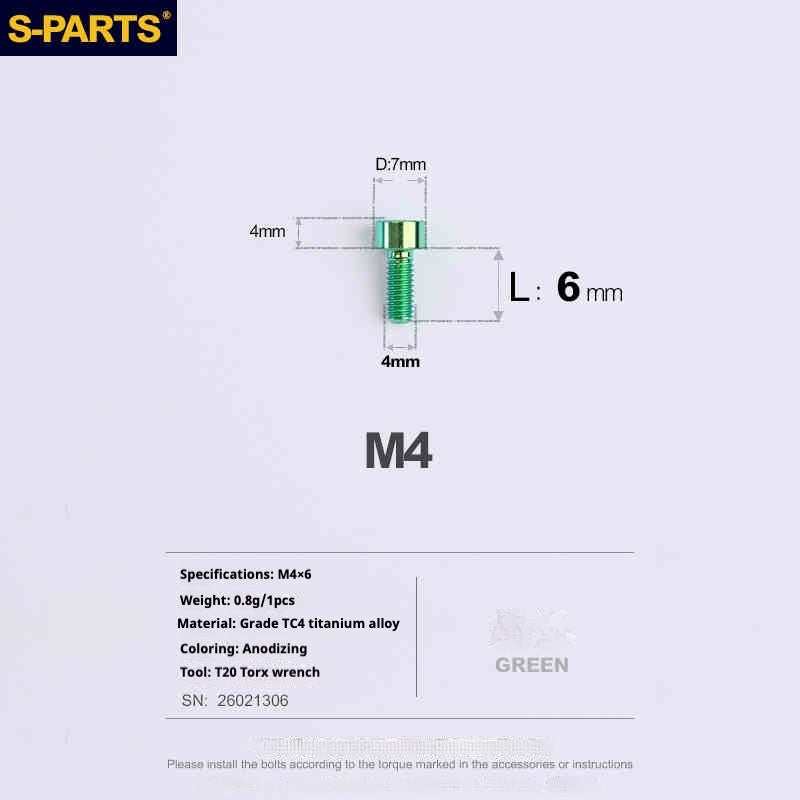 SPARTS Column Head Series M4 L06-50mm Titanium Screws