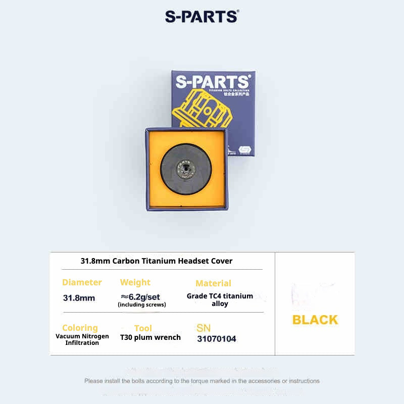 S-PARTS Caches de potence en fibre de carbone titane Regular 28,6 pour tube de direction VTT/route