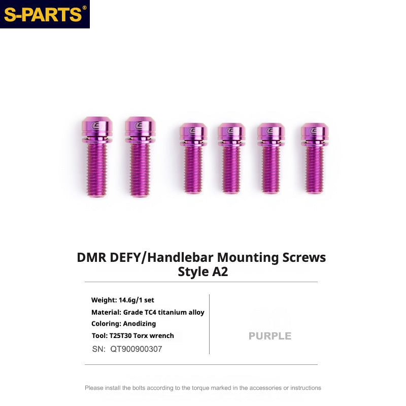 S-PARTS Titanium Screw DMR DEFY/SPANK SPOON /DPSBikes/Street Trial/bmx Handlebar Mounting Screws