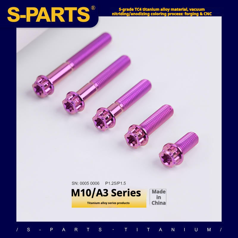 SPARTS Purple A3 Series M10 L12-120mm Titanium Screws Motorcycle Auto