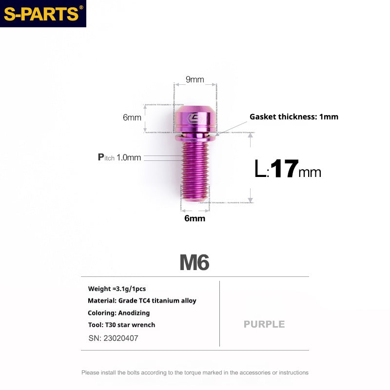 SPARTS A2 Series M6 L10-55mm Titanium Screws