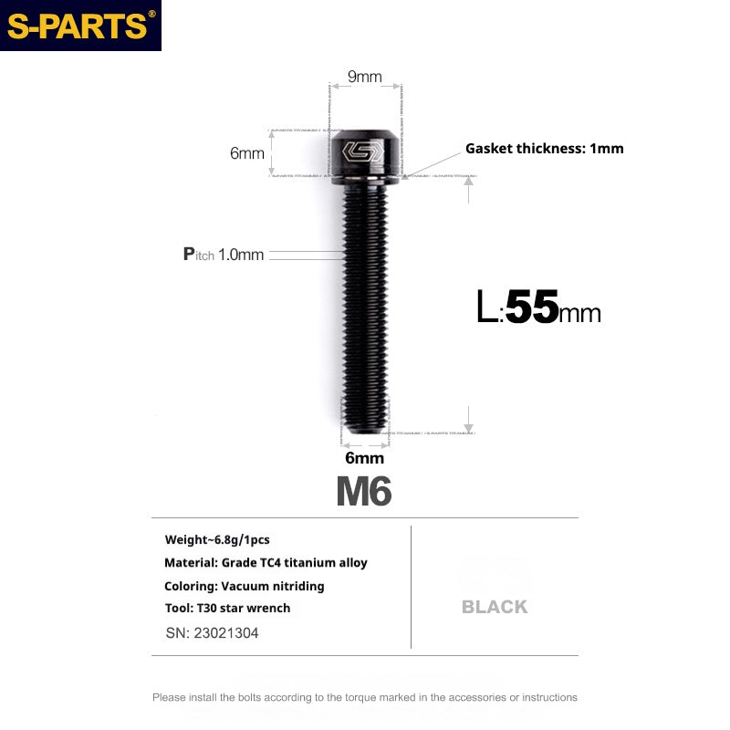 SPARTS A2 Series M6 L10-55mm Titanium Screws