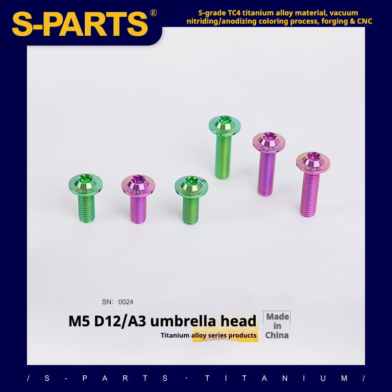 S-PARTS M5 10-30MM Motorcycle Electric Vehicle A3 New Umbrella Head D12 Titanium Alloy Screw