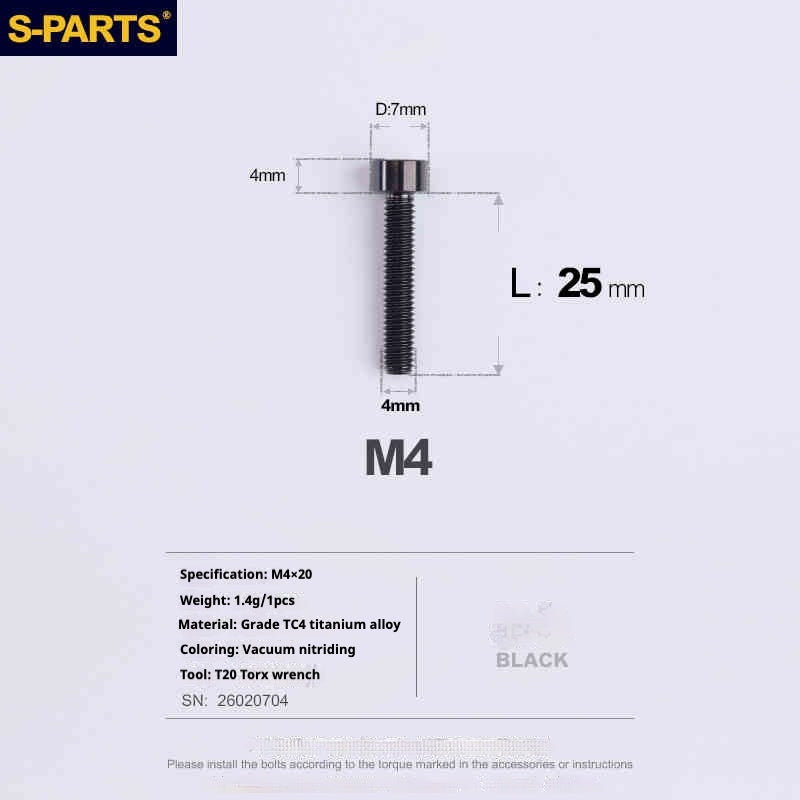 SPARTS Column Head Series M4 L06-50mm Titanium Screws