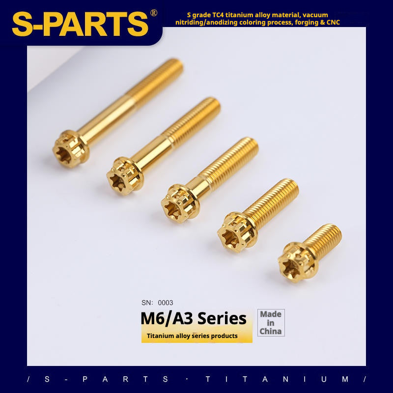 SPARTS A3 Series M6 L08-120mm Golden Titanium Screws Motorcycle Auto