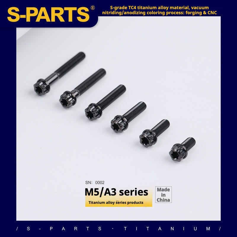 SPARTS Black A3 Series M5 L06-95mm Titanium Screws Motorcycle Auto