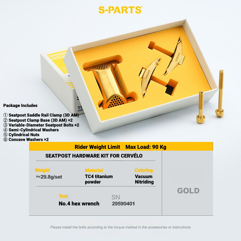 S-PARTS 3DAM Titanium 3D Printed Seatpost Hardware Kit for CERVÉLO S5 (2026 Compatible)