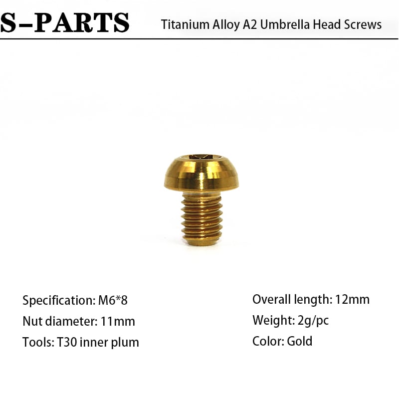 S-PARTS A2 umbrella head titanium alloy screw m6*12/18/30mm mountain road bike bowl set clamp