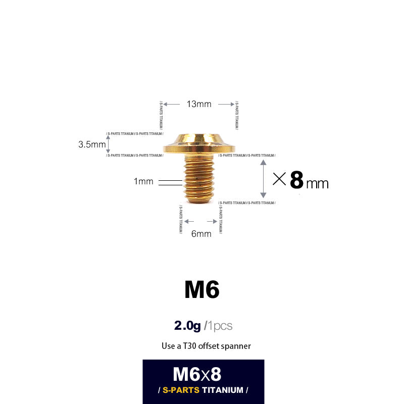 S-PARTS new umbrella head D13 A3 M6 electric motorcycle titanium alloy screws