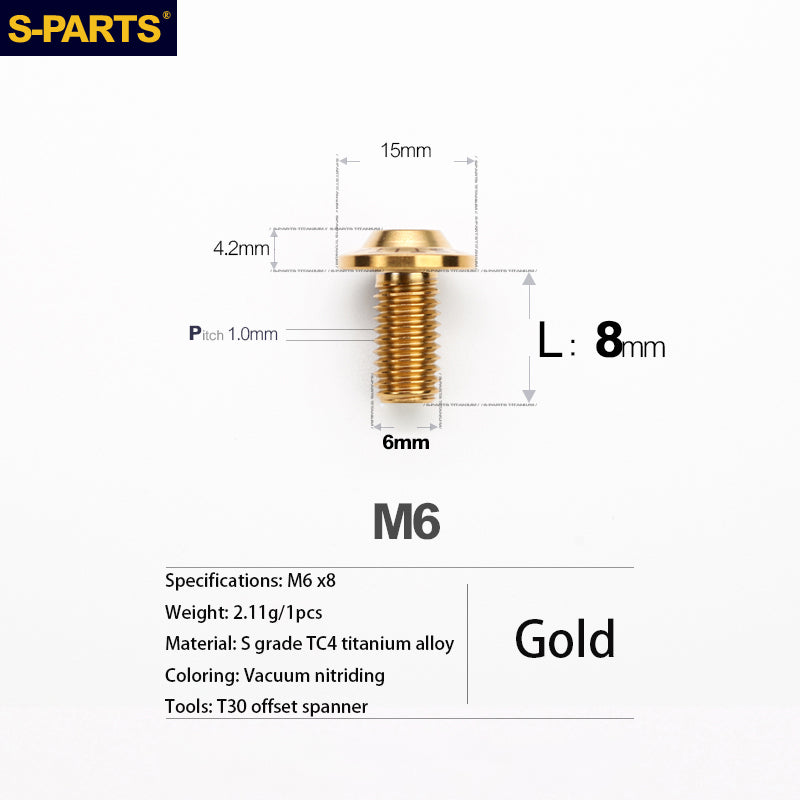 S-PARTS A3 M6 Electric Motorcycle Umbrella Head D15 Titanium Screw