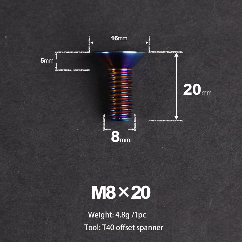 S-PARTS countersunk head screw M8*20/25 titanium alloy weight reduction bolt mountain road bike standard parts