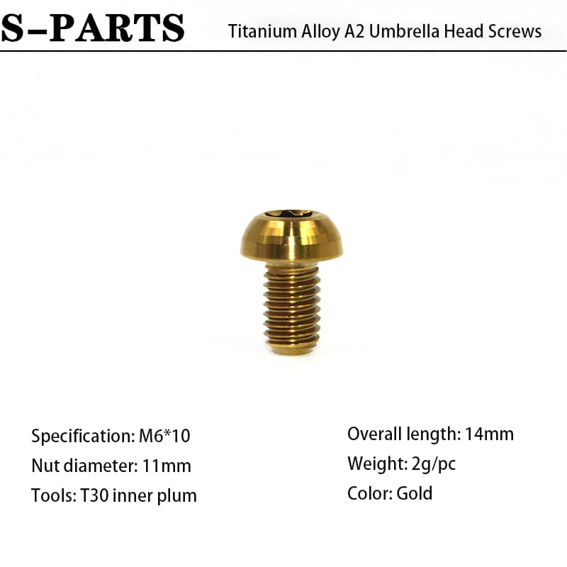S-PARTS A2 umbrella head titanium alloy screw m6*12/18/30mm mountain road bike bowl set clamp