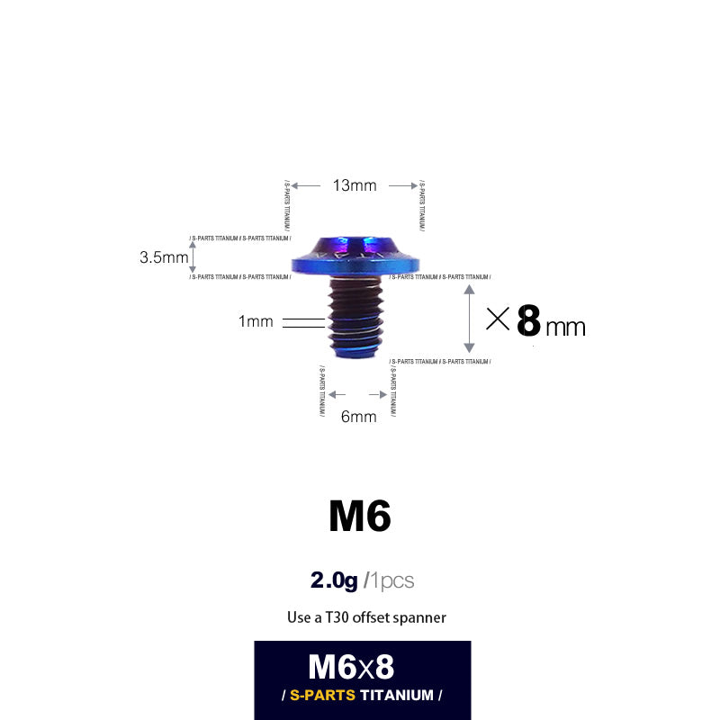 S-PARTS new umbrella head D13 A3 M6 electric motorcycle titanium alloy screws