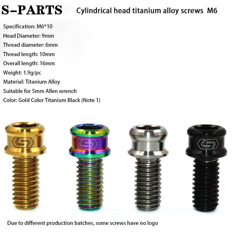 S-PARTS M6x10/12/14/16/18/20mm Cylindrical Head Ultra Light Titanium Screws