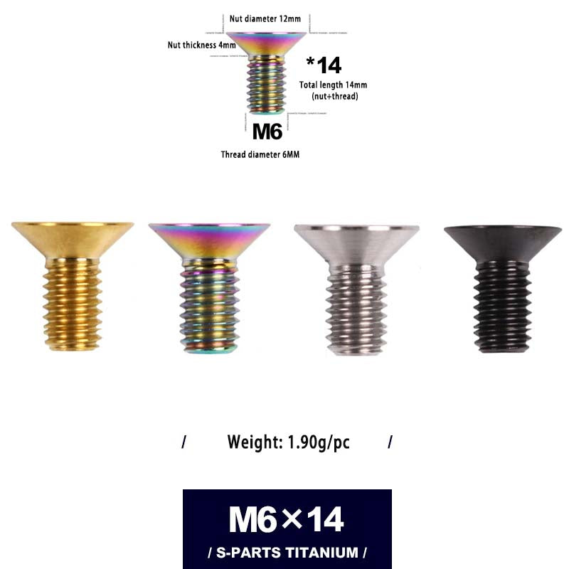 S-PARTS countersunk head multicolor M6*12/16/18/20/25/30/35mm road bike titanium alloy screws