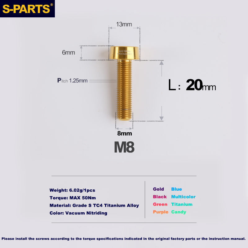 S-PARTS Brembo Dual Caliper Crab Fixing Titanium Anti-theft Screw M8*20 25 30 35 40mm