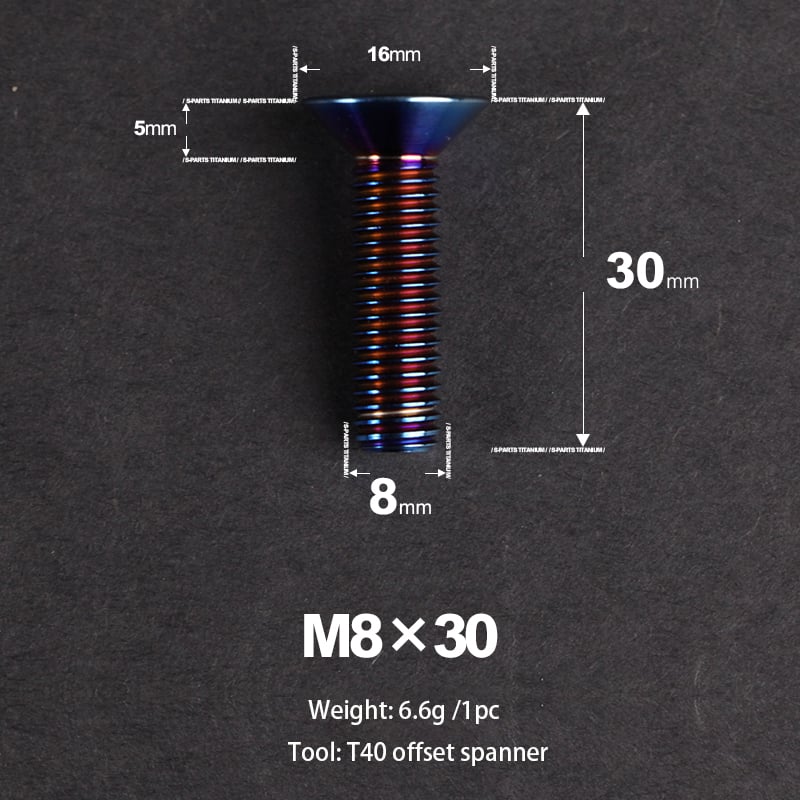 S-PARTS countersunk head screw M8*20/25 titanium alloy weight reduction bolt mountain road bike standard parts