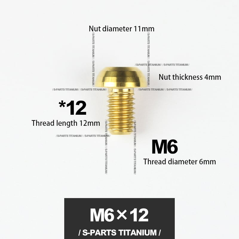 S-PARTS A2 umbrella head titanium alloy screw m6*12/18/30mm mountain road bike bowl set clamp
