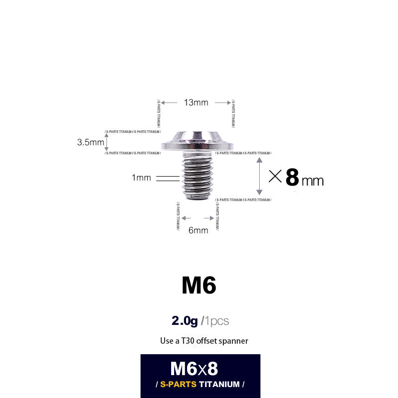 S-PARTS new umbrella head D13 A3 M6 electric motorcycle titanium alloy screws
