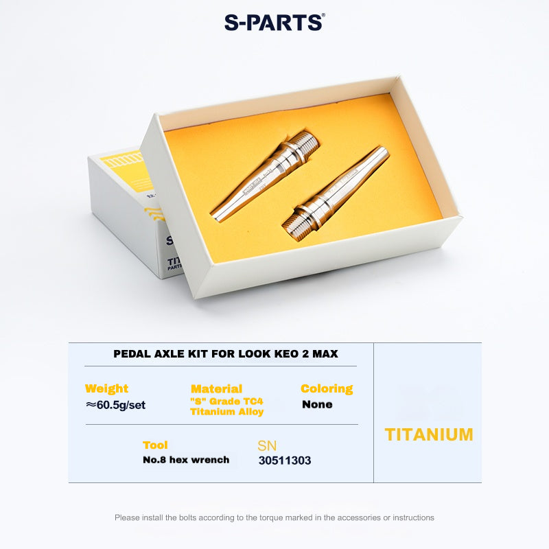 S-PARTS Titanium Pedal Upgrade Kit for LOOK KEO2 MAX (60.5g) & KEO BLADE (52.9g) – Axles, Tension Bolts & Pins