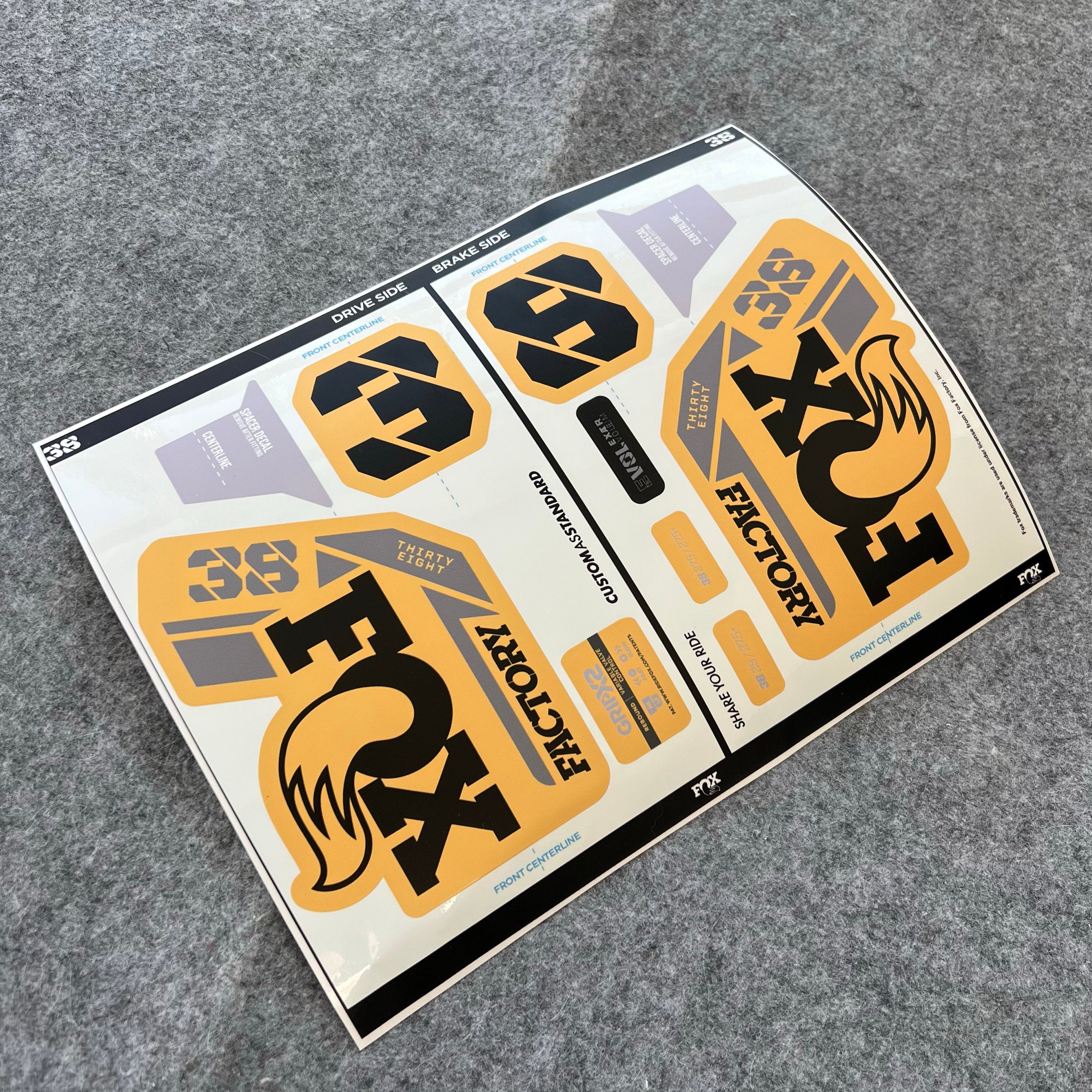 Custom Decal Kit for 2025 FOX 38 FACTORY Fork | Waterproof MTB Suspension Stickers | GRIP X2