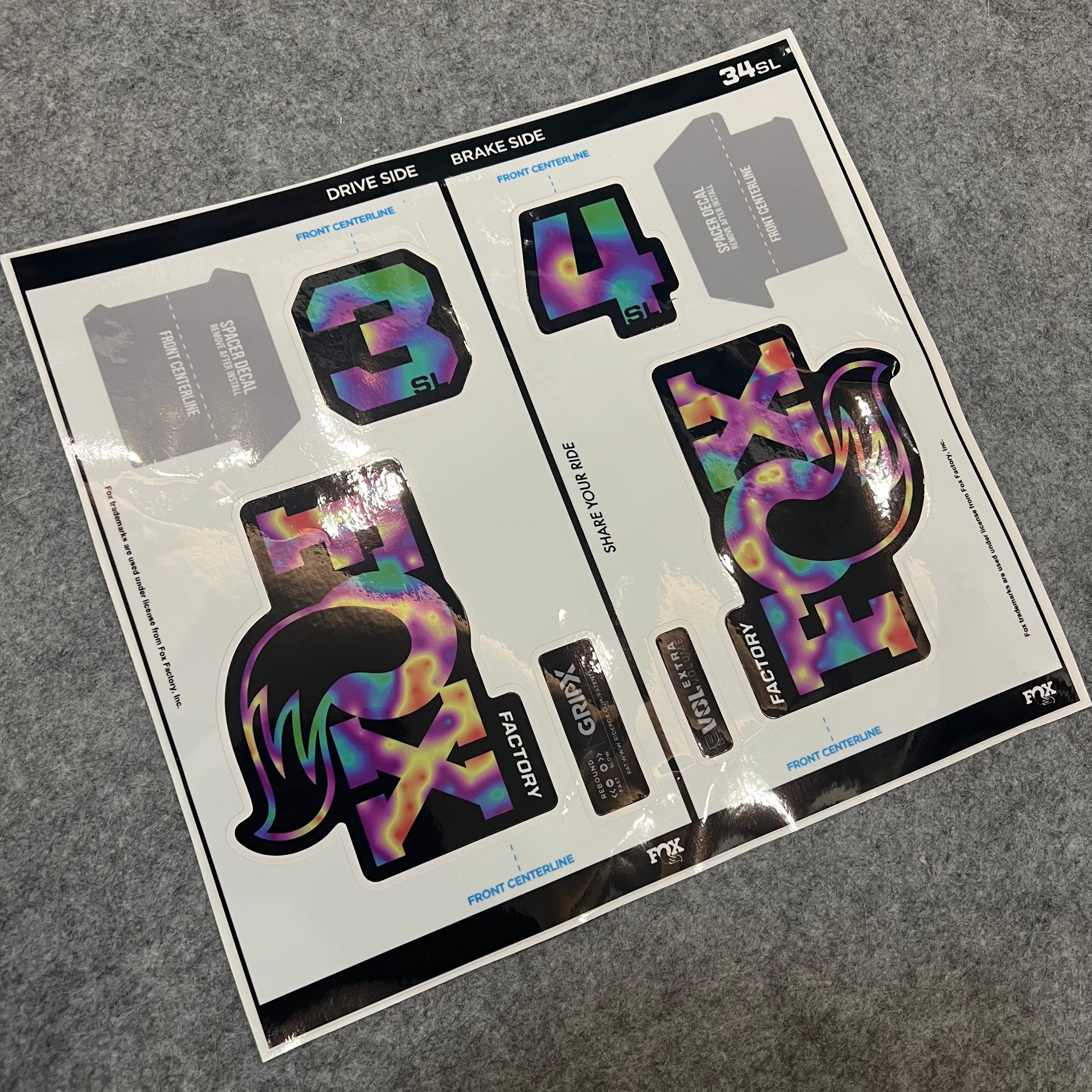 Custom Decal Kit for 2026 FOX 34SL FACTORY Fork | MTB Suspension Fork Color Decals