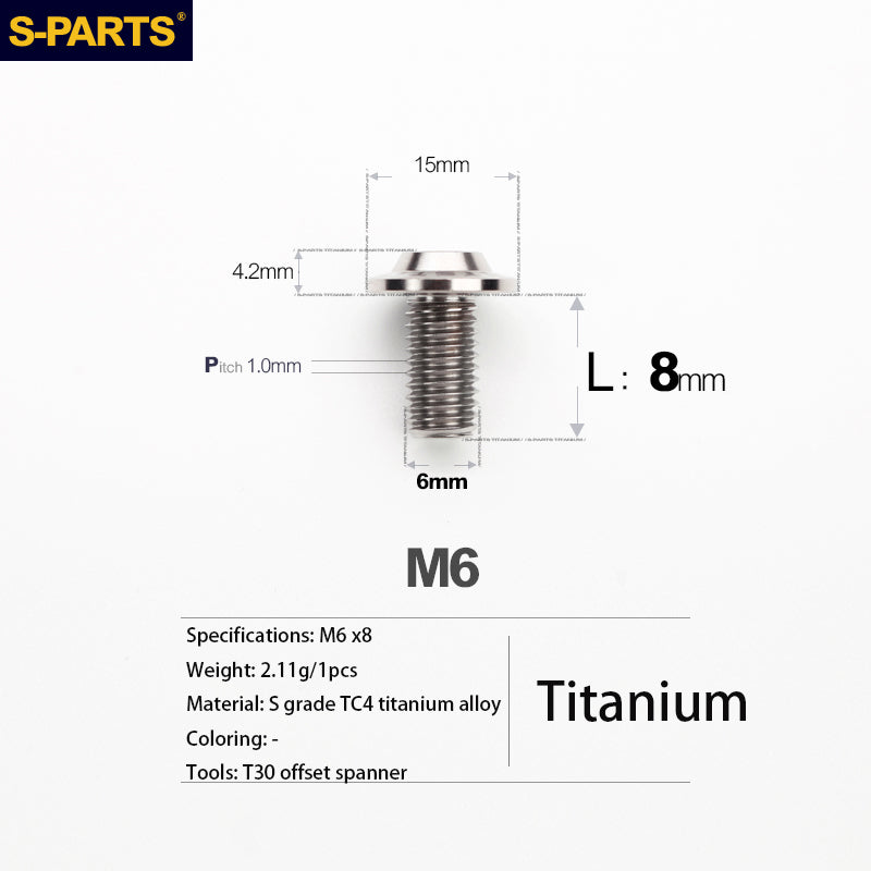 S-PARTS A3 M6 Electric Motorcycle Umbrella Head D15 Titanium Screw