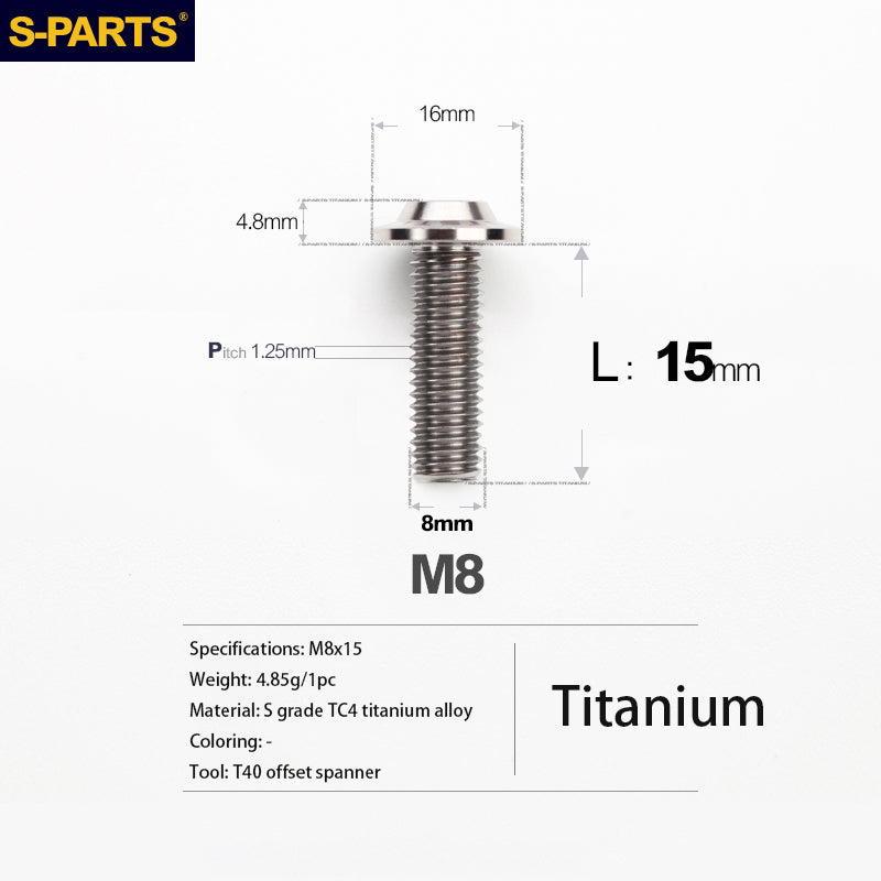 Viti in titanio per motociclette elettriche M8 con testa a ombrello A3 S-PARTS