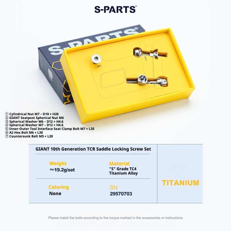 S-PARTS Titanium Seatpost Clamp Bolt Kit for GIANT TCR / PROPEL / DEFY
