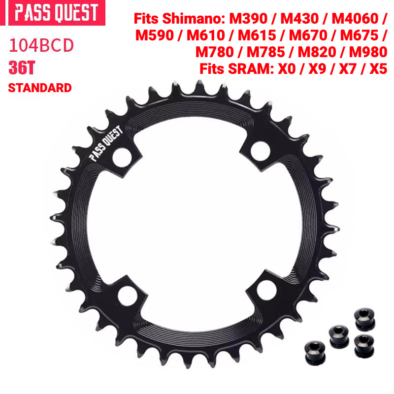 PASS QUEST 104BCD Narrow-Wide Chainring | Shimano XT M780 M610 1x MTB Chainring