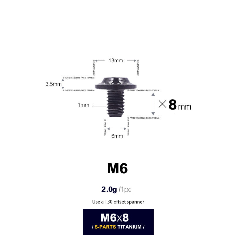 S-PARTS new umbrella head D13 A3 M6 electric motorcycle titanium alloy screws