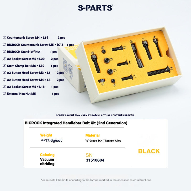 S-PARTS Titanium Bolt Kit for BIGROCK Gen 2 Integrated Handlebar / Stem (13 pcs)