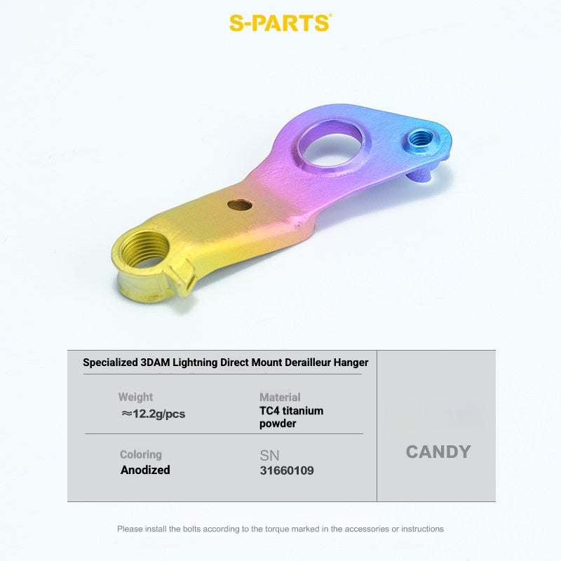 S-PARTS 3DAM Titanium Direct Mount Derailleur Hanger for Specialized | Ultralight 3D Printed Bike Hanger
