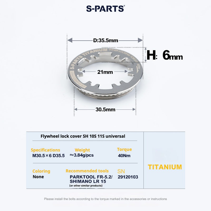 S-PARTS Titanium Cassette Lockring for MTB and Road Bikes (Shimano & SRAM Compatible)