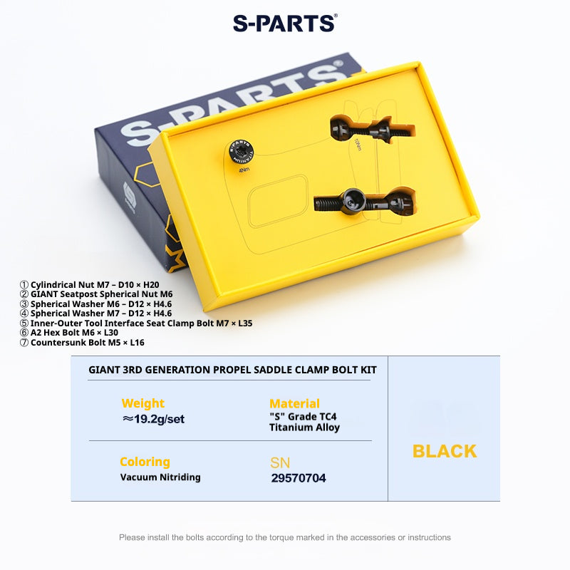 S-PARTS Titanium Seatpost Clamp Bolt Kit for GIANT TCR / PROPEL / DEFY