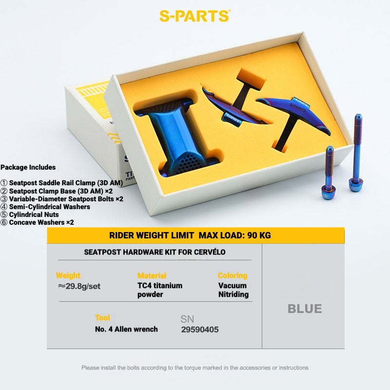 S-PARTS 3DAM Titanium 3D Printed Seatpost Hardware Kit for CERVÉLO S5 (2026 Compatible)