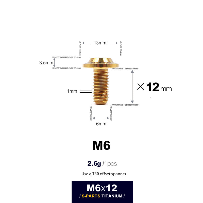 S-PARTS new umbrella head D13 A3 M6 electric motorcycle titanium alloy screws