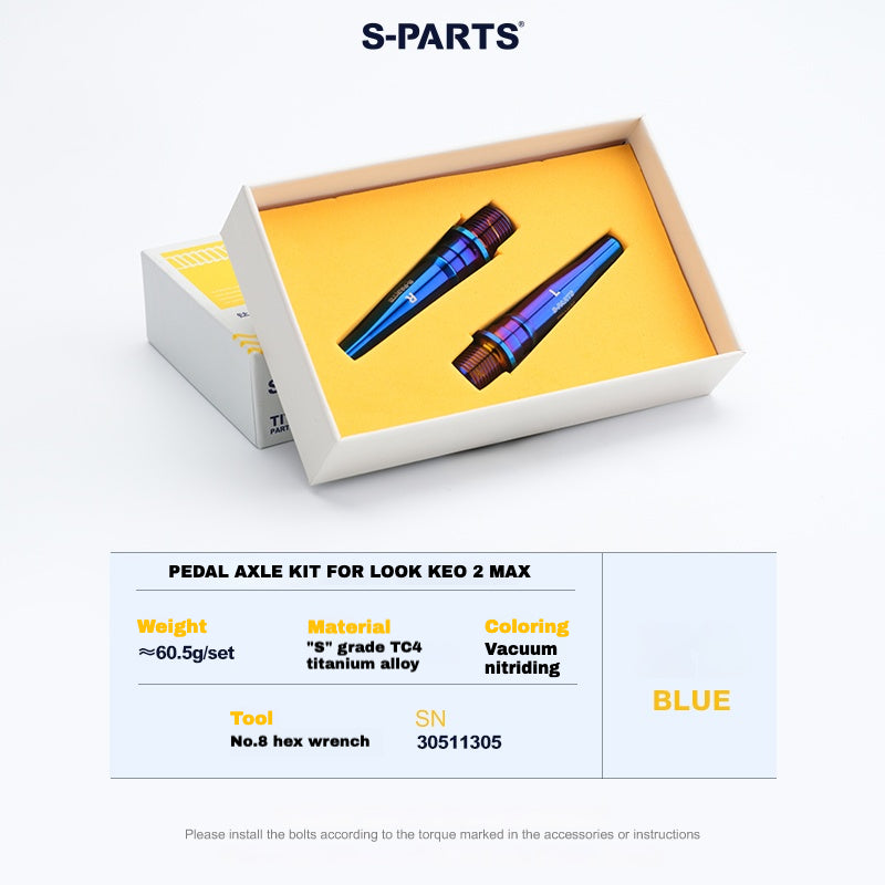 S-PARTS Titanium Pedal Upgrade Kit for LOOK KEO2 MAX (60.5g) & KEO BLADE (52.9g) – Axles, Tension Bolts & Pins