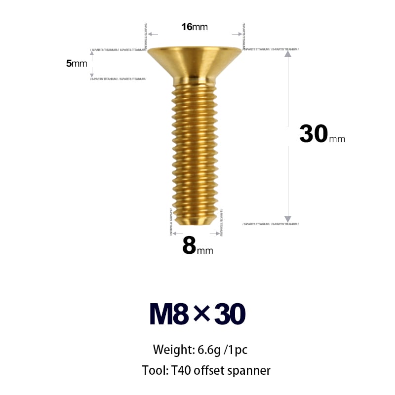 S-PARTS countersunk head screw M8*20/25 titanium alloy weight reduction bolt mountain road bike standard parts