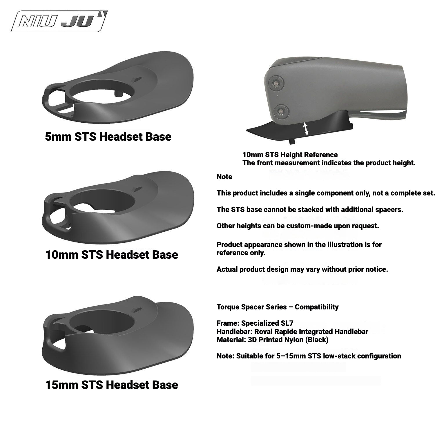 Specialized Tarmac SL7 Headset Spacer Adapter | Compatible with Roval Rapide, DEDA, EXS, Vision, THM Integrated Handlebars