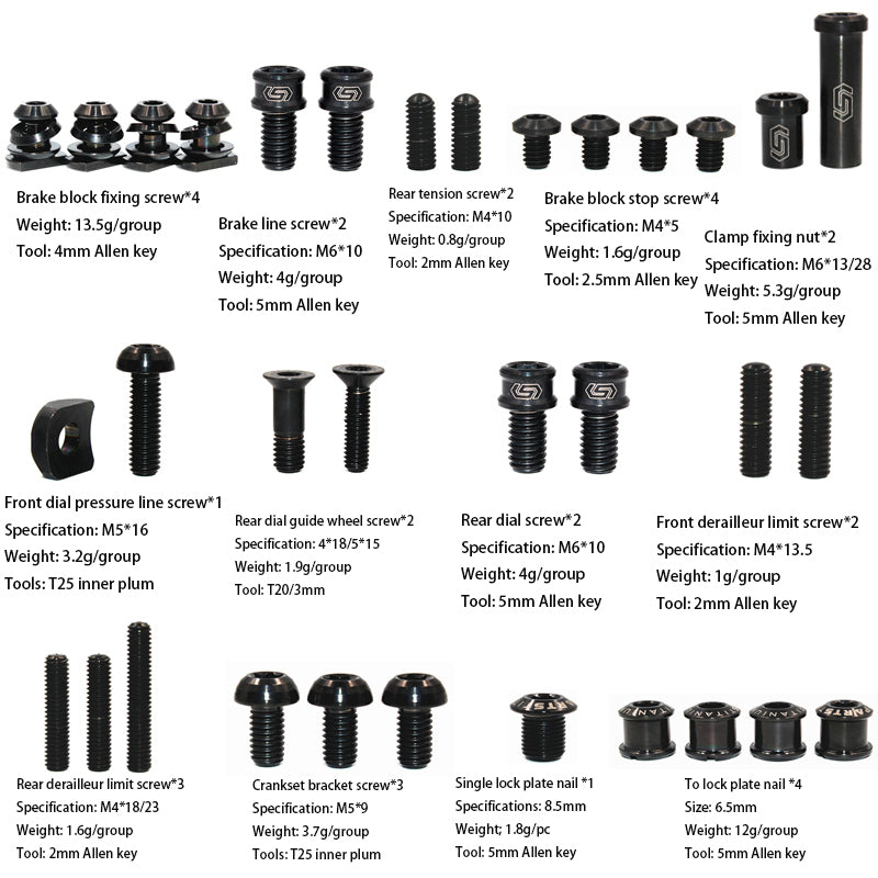 S-PARTS Titanium Screws for Sram Red Force Road Bike eTap RIVAL22 Speed
