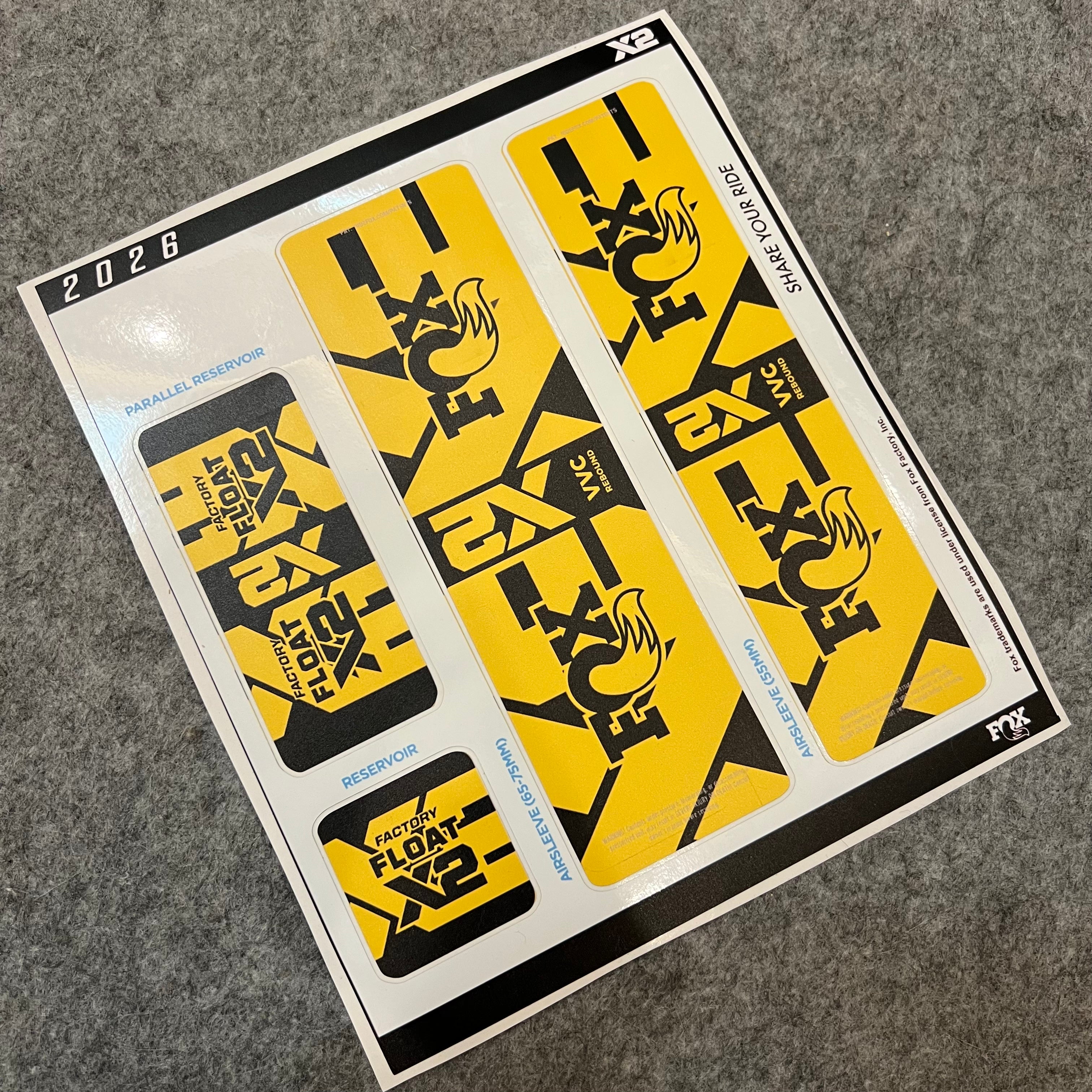 Custom Decal Kit for 2026 FOX FLOAT X2 Air Shock | Waterproof MTB Rear Shock Stickers | DH / AM