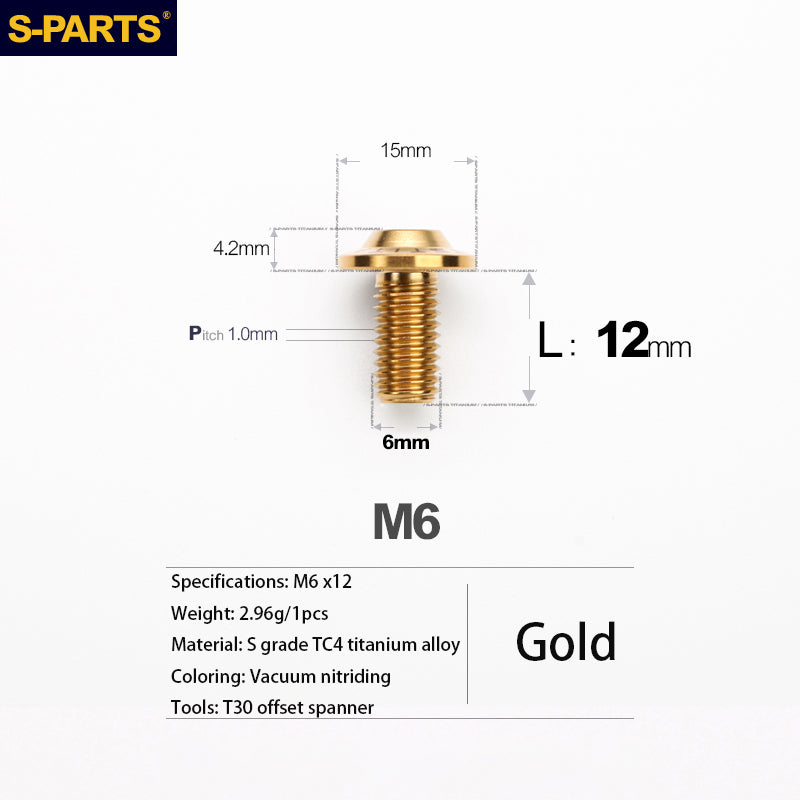 S-PARTS A3 M6 Electric Motorcycle Umbrella Head D15 Titanium Screw