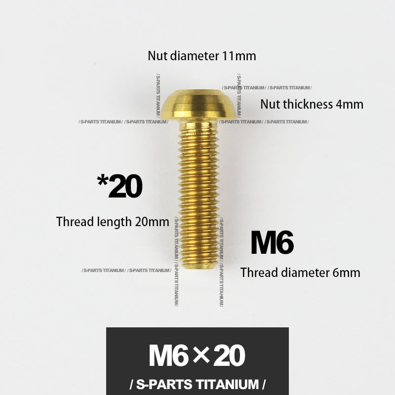 S-PARTS A2 umbrella head titanium alloy screw m6*12/18/30mm mountain road bike bowl set clamp