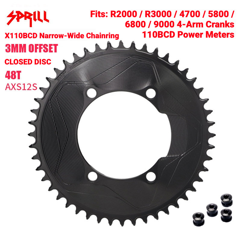 PASS QUEST SPRILL X110BCD 3mm Offset Narrow-Wide Chainring | SRAM AXS 12-Speed 7075